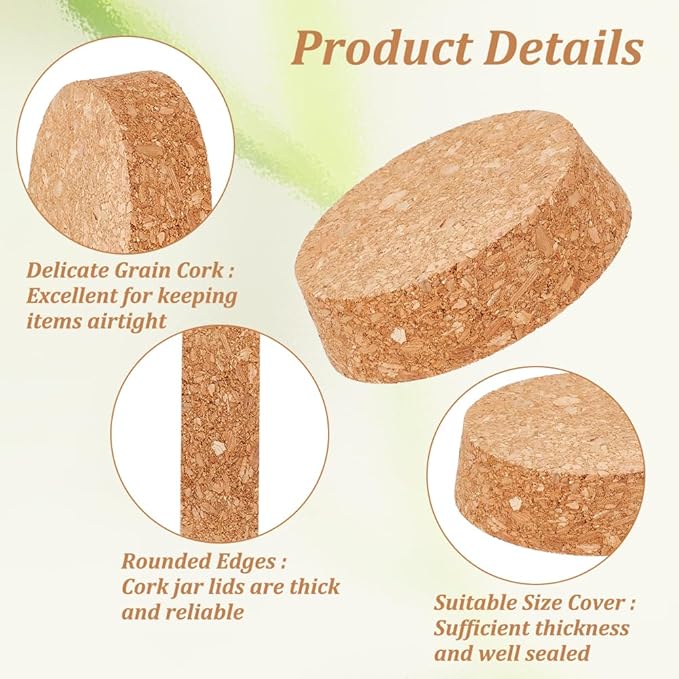 OLYCRAFT 8 Pcs Large Cork Stoppers Tapered Cork Plugs Wood Corks Lids Bottle Lids Cork Stoppers 2.7~2.9 inch Wine Bottle Stoppers Wood Jar Cork for Kitchen Wedding Favor Canning - 2cm Thick