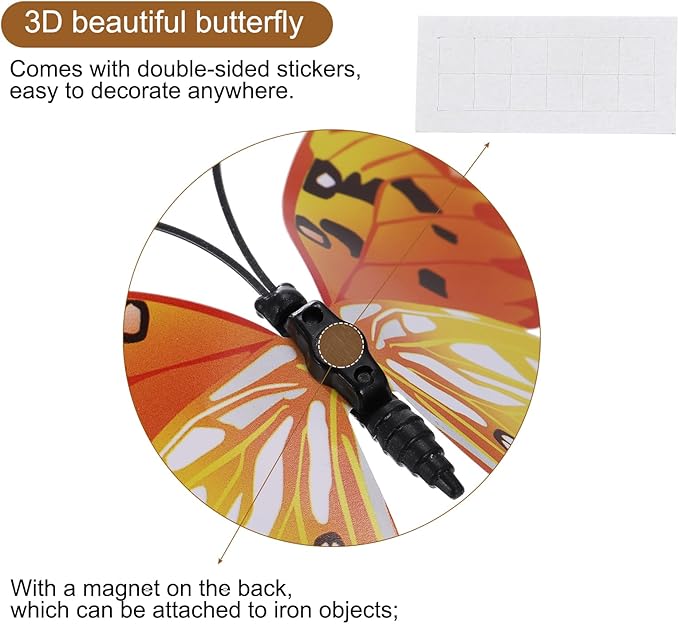 uxcell 120Pcs 3D Beautiful Butterfly Removable DIY Wall Stickers for Bedroom Living Room TV Background Decorations, Multicolor