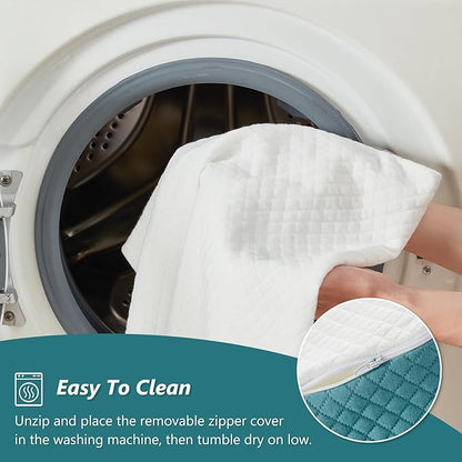 3 PCS Upgraded Bed Wedge Pillow for Sleeping - 35D Post Surgery Pillow for Back Leg Pain Relief - 16.5" Wide Wedge Pillows for After Surgery for Acid Reflux & GERD & Snoring(White Blue)