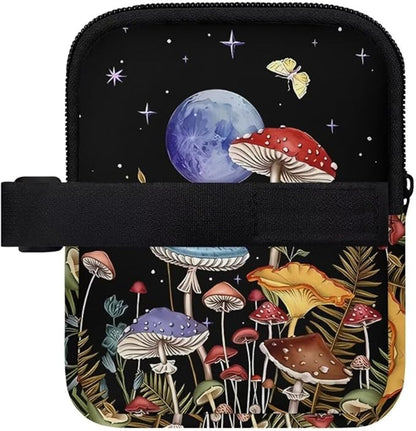 Mushroom Water Bottle Pouch for Stanley Quencher Adventure 40oz/30oz Tumbler Pouch Bag Zipper Cup Accessories for Phone Earphone Card Storage Holder Moon