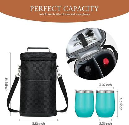 AW BRIDAL Wine Gifts Bag for Women Wine Gift Basket Personalized Birthday Gifts for Women Wine Lover Gifts Wine Tote Bag for Travel Insulated Wine Bags with Tumblers