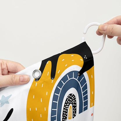 AILONEN Cat Shower Curtain, Rainbow Cat Bath Curtain,Cute Black Cat Bathroom Curtain Decor,Cat Lover Polyester Waterproof 72" W*72" H Shower Curtain (12 Hooks)