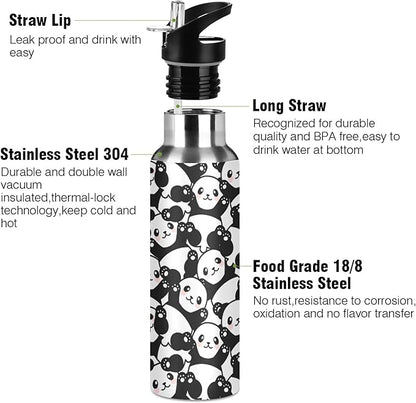 MNSRUU Insulated Water Bottle with Straw, Rainbow and Unicorns Stainless Steel Flasks for Sports Cycling Hiking School