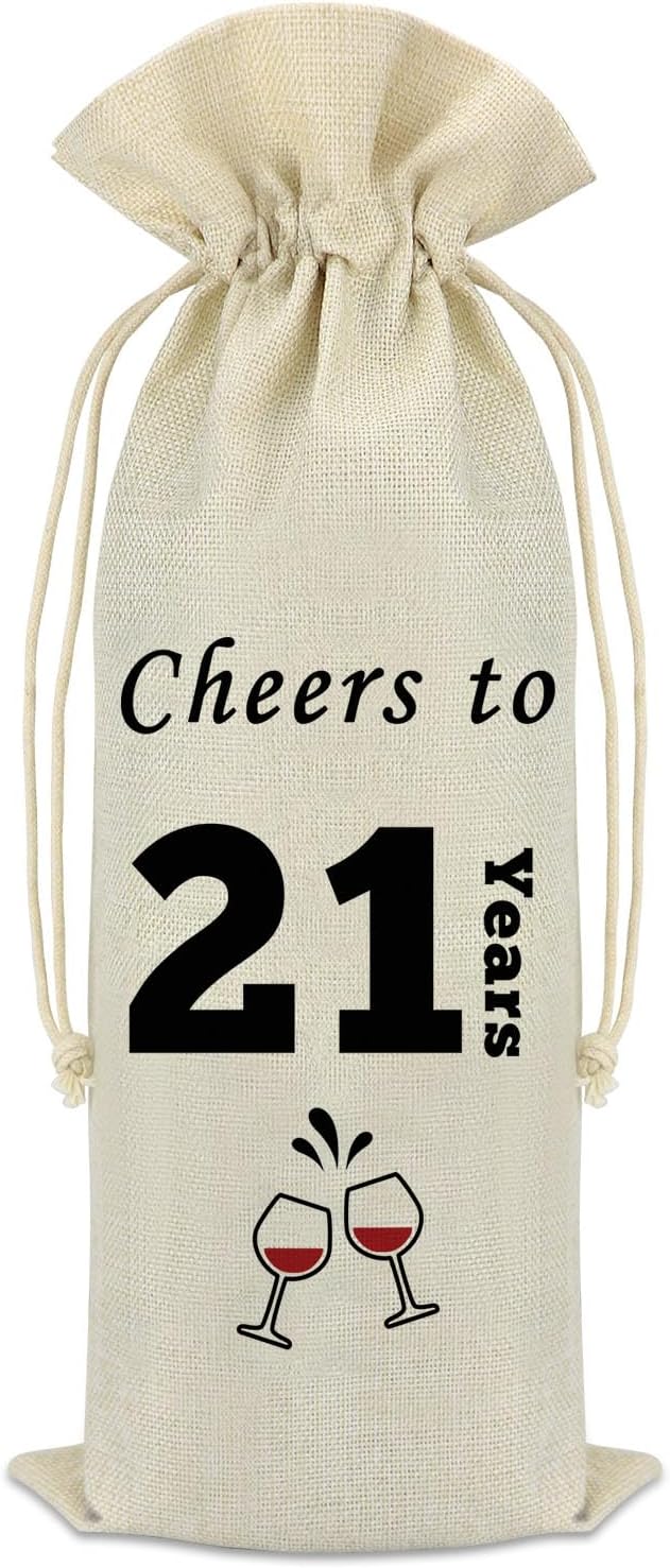 21st Birthday Wine Bag 21st Birthday Gift Presents for 21st Birthday Girl 21 Years Old Gift Idea for Her Friends Bestie Daughter Turning 21 Woman Birthday Party Anniversary Decorations Wine Bottle Bag