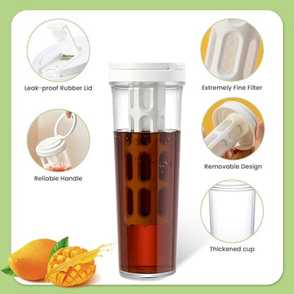CINPIUK Coffee Infuser Water Bottle 33 oz Tea & Fruit Infuser Water Pitcher with Msh Filter Large Capacity Plastic Jug for Refreshing Iced Coffee, Tea, and Infused Beverages with Handle