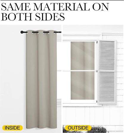 NICETOWN Kitchen Curtains, Short Curtains for Bedroom Windows, Thermal Insulated Room Darkening Curtain Panels for Girls Room, Cafe (Natural, 34" W by 63" L, 1 Pair)