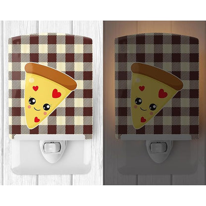 Caroline's Treasures BB9136CNL Pizza Ceramic Night Light Compact, UL-Certified, Ideal for Bedroom, Bathroom, Nursery, Hallway, Kitchen, 6x4x3, Multicolor