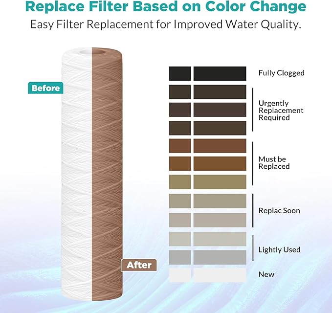 5 Micron 10" x 2.5" String Wound Whole House Water Filter Cartridge for Well Water, SimPure Sediment Filter Replacement for Housing DB1025 AP110 (4 Pack)