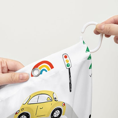 AILONEN Construction Shower Curtain, Truck Fire Engine Police Car Bath Curtain for Kids Boys,Red Yellow Blue Truck Car Bathroom Decor Waterproof Fabric 72" W*78" H Inch with 12 Plastic Hooks