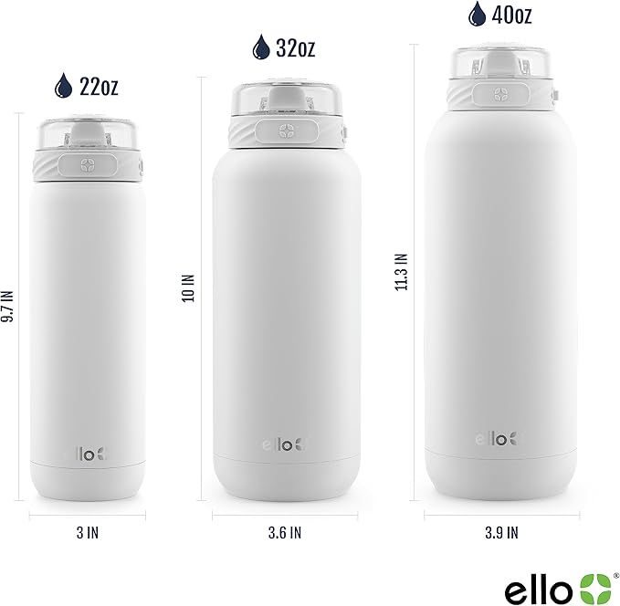 Ello Cooper 22oz Stainless Steel Water Bottle with Straw and Carry Handle, Double Walled and Vacuum Insulated Metal, Leak Proof Locking Lid with Soft Silicone Spout, Reusable, BPA Free, Cashmere Pink