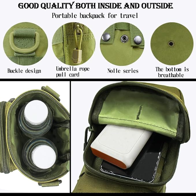 Outdoor Military Tactical Water Bottle Bag, Multi-Function Mount Water Bottle Bag for Camping Trip, with Adjustable Shoulder Strap, Large-Capacity Water Bottle Bag on Waist