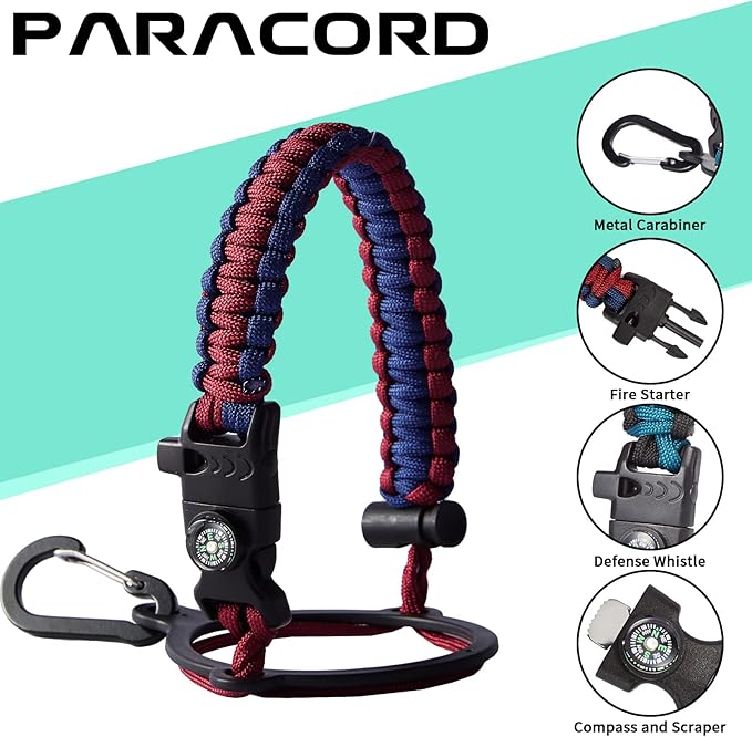 40OZ Stainless-steel Water-Bottle with Straw - Pop-up Spout & Straw Lids, Survival Paracord Handle, Storage Sleeve & Cup Mat, Leak Proof Reusable Insulated Men Women Water Jug for Gym Workout