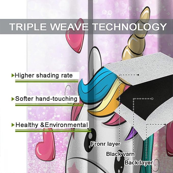 Kids Unicorn Curtains Kids Girls Boys Rainbow Unicorn Pattern Blackout Curtains Bedroom Curtains 84x84 Inches 2 Panels