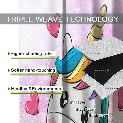 Kids Unicorn Curtains Kids Girls Boys Rainbow Unicorn Pattern Blackout Curtains Bedroom Curtains 84x84 Inches 2 Panels