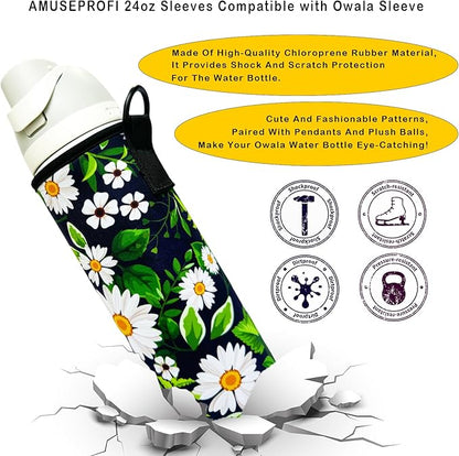 24oz Sleeves Compatible with Owala Sleeve Water Bottle Strap Compatible with Owala Charm Cute Accessories Compatible with Owala FreeSip Stainless Steel 24oz Tritan 25oz Twist 24oz Tumbler