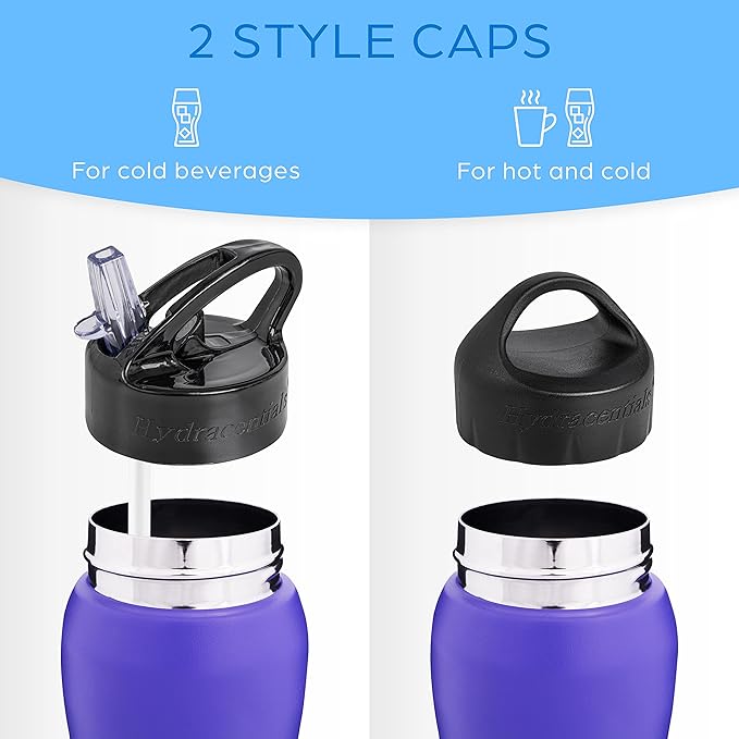 Insulated Stainless Steel Metal Water Bottle with Straw Lid - Vacuum Insulated Water Bottles, Keeps Hot and Cold - Sports Canteen Bottle