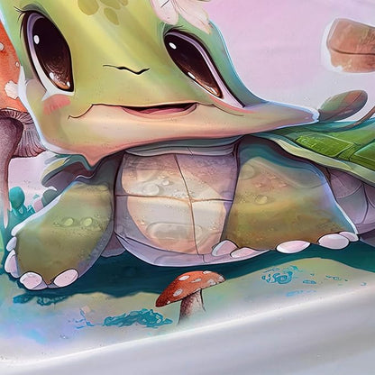 AILONEN Kawaii Sea Turtle Shower Curtain,Tie Die Ocean Animal Themed Bath Curtain Cloth Fabric Bathroom 48" W*72" H Inch,12 Pack Hooks for Kids,Sea Animal with Mushroom Bathroom Curtain