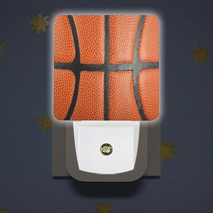 LED Night Lights Lamp with Dusk to Dawn Sensor, Orange Leather Textured Basketball Night Lamp, Night Lights Plug Into Wall for Kids Room, Bedroom, Bathroom, Kitchen, Hallway