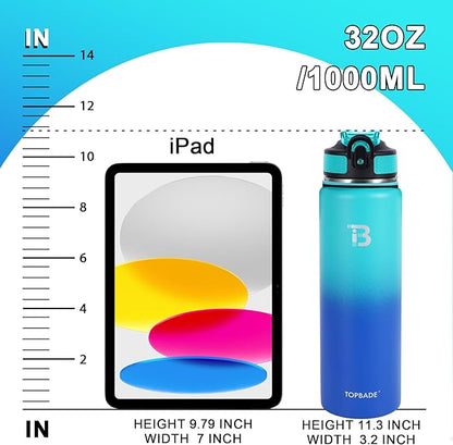 32oz Insulated Water Bottle with Straw Lid & Spout Lid & Paracord Handle, Stainless Steel Water Bottle Wide Mouth, Double Wall for Women Men Gym Fitness Outdoor