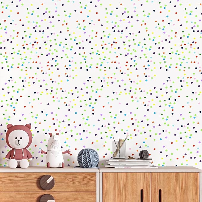 Amaonm Removable 15.8 x 98.4inch Wall Decals DIY Wallpaper Wall Stickers Murals Decor for Kids Babys Girls Bedroom Teens Nursery Living Room Door Desk Decoration (Dot)