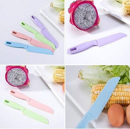 ONUPGO Knives for Kids 10 Pieces Plastic Kitchen Baking Knife Set, Montessori Kitchen Tools for Toddlers-Kids Cooking Sets, Real Kids Safe Cooking Knives in 10 Colors