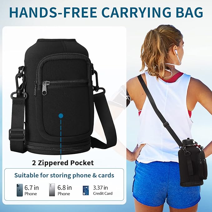 Insulated Water Bottle with Straw - 64oz Stainless Steel Water Bottles with Paracord Handle, 1/2 Gallon Big Water Jug Vacuum Insulated Waterbottle Metal Flask Reusable Double Wall Sport Bottle