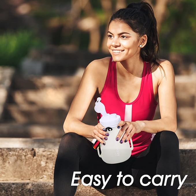 Motivational Collapsible Water Bottle with Straw and Paracord Handle 1.2L 40 OZ Reusable Silicone Sports Water Jug with Time Marker Leakproof Large Water Bottles for Yoga Outdoors