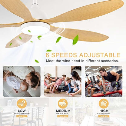Modern Ceiling Fans with Lights Remote Control, Farmhouse Fandaliers with LED Light Kit and 5 ABS Fan Blades,52 Inch Ceiling Fan Chandeliers for Living Room, Kitchen, Bedroom
