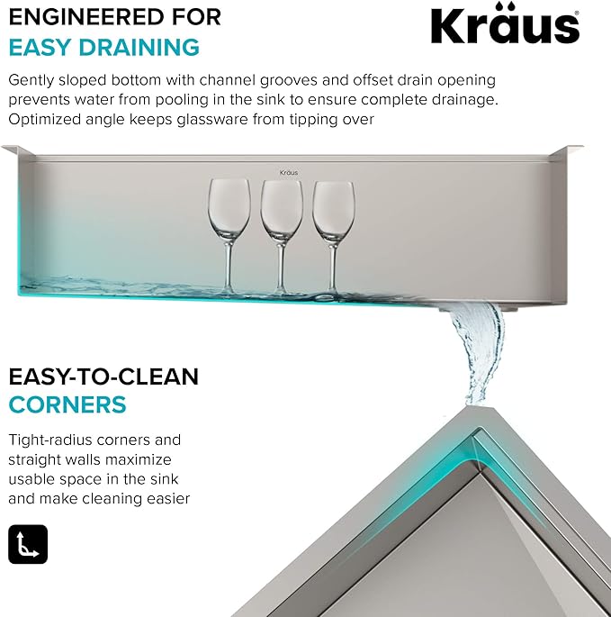 KRAUS KWU120-45 Kore 2-Tier Workstation 45-inch Undermount 16 Gauge Single Bowl Stainless Steel Kitchen Sink with Integrated 2-Step Ledge and Accessories (Pack of 10)