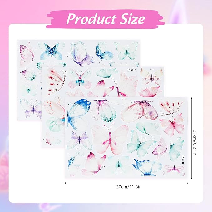 NICENEEDED 3 Sheets Glow in The Dark Butterfly Wall Decal, Glowing Luminous Small Butterfly Wall Stickers, Removable Self-Adhesive Ceiling Sticker Decals for Bedroom Decoration