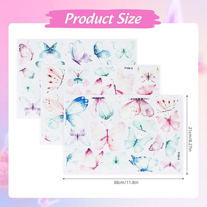 NICENEEDED 3 Sheets Glow in The Dark Butterfly Wall Decal, Glowing Luminous Small Butterfly Wall Stickers, Removable Self-Adhesive Ceiling Sticker Decals for Bedroom Decoration