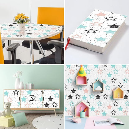 Amaonm Removable 15.8 x 98.4inch Wall Decals DIY Wallpaper Wall Stickers Murals Decor for Kids Babys Girls Bedroom Teens Nursery Living Room Door Desk Decoration (Star)