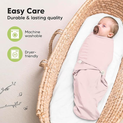 3-Pack Organic Baby Swaddle Sleep Sacks - Newborn Swaddle Sack, Ergonomic Baby Swaddles 0-3 Months, Swaddles for Newborns, Baby Sleep Sack, Baby Swaddle Blanket Wrap, Baby Essentials (Candy)