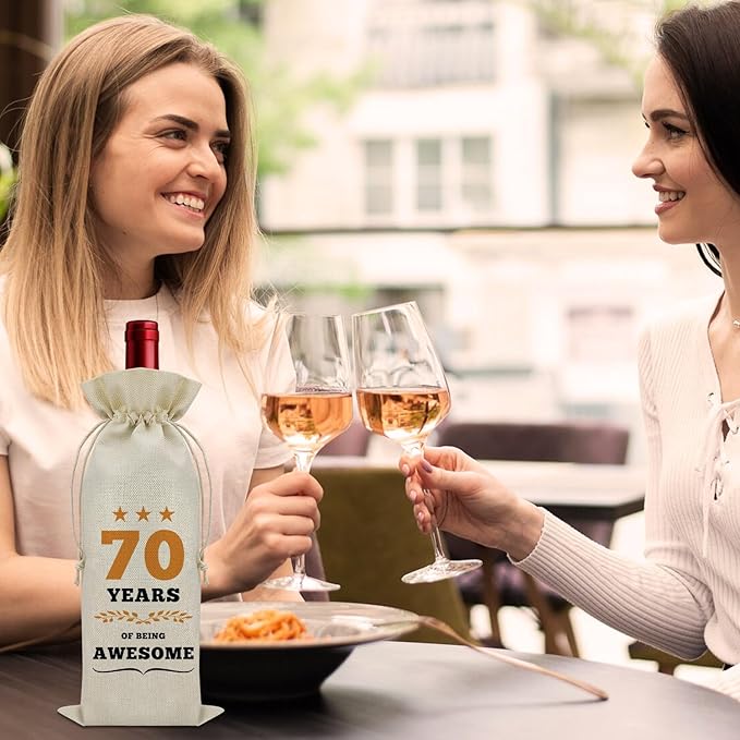 70th Birthday Gifts for Women Men Wine Bag 70 Year Old Birthday Gifts for Her Him 70 Year Work Anniversary Decorations Wine Bottle Decoration Bag Born in 1954 Wine Accessories Gifts for Wine Lovers