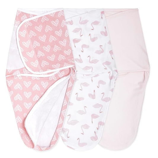 aden + anais Essentials Easy Wrap Swaddle, Cotton Knit Baby Wrap, Newborn Wearable Swaddle Sleep Sack, 3 Pack, Briar Rose, 0-3 Months
