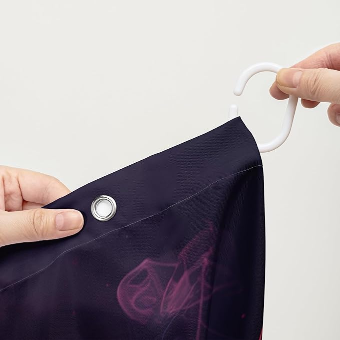 AILONEN Love Theme Shower Curtain for Bathroom,Romantic Smoky Butterfly Bath Curtain,Gradient Love Shabby Chic Print Black Shower Curtain with 12 Plastic Hooks,Waterproof 48" W*72" H