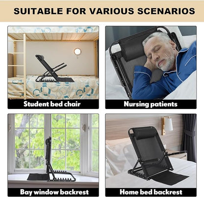 Adjustable Lifting Bed Backrest with Armrest Large Folding Back Rest for Bed Sitting up Multifunction Portable Bed Backrest Support with Pillow for Neck Head Lumbar Elderly Patient Read Eat