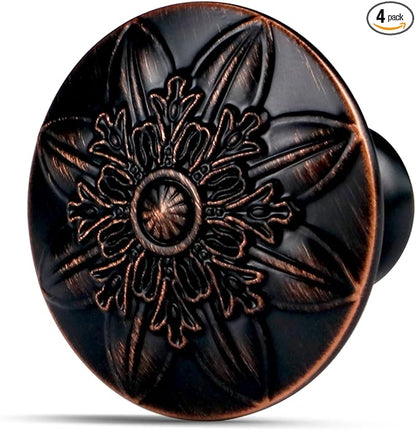 4 Pack Oil Rubbed Bronze Cabinet Hardware Knobs Round,1-2/5" Bronze Knobs Handles for Cabinets and Drawers Antique Bronze Dresser Knobs Drawer Knobs