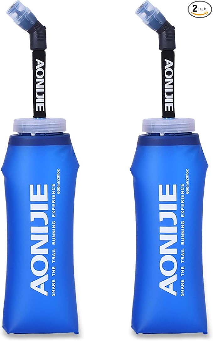 Azarxis Hydration Soft Flask 350ml 600 ml Running Water Bottle 2 Pack for Running Hiking Cycling (600ml - 2 Pack)