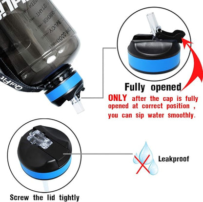 QuiFit Motivational Gallon Water Bottle - with Straw & Time Marker BPA Free Large Reusable Sport Water Jug with Handle for Fitness Outdoor Enthusiasts Leak-Proof