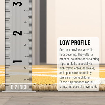 Machine Washable Moroccan Trellis Design Non-Slip Rubberback 2x6 Traditional Indoor Runner Rug for Hallway, Kitchen, Bedroom, 2'2" x 6', Yellow