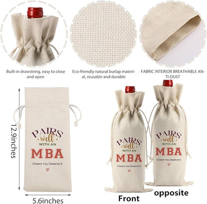 Graduation Gifts for Her Him, Mba Graduation Gifts Wine Bag, College Graduation Gifts for Women, Mba Graduation Party Decorations Wine Bottle Bag, Pairs Well with Mba Degree Wine Bags