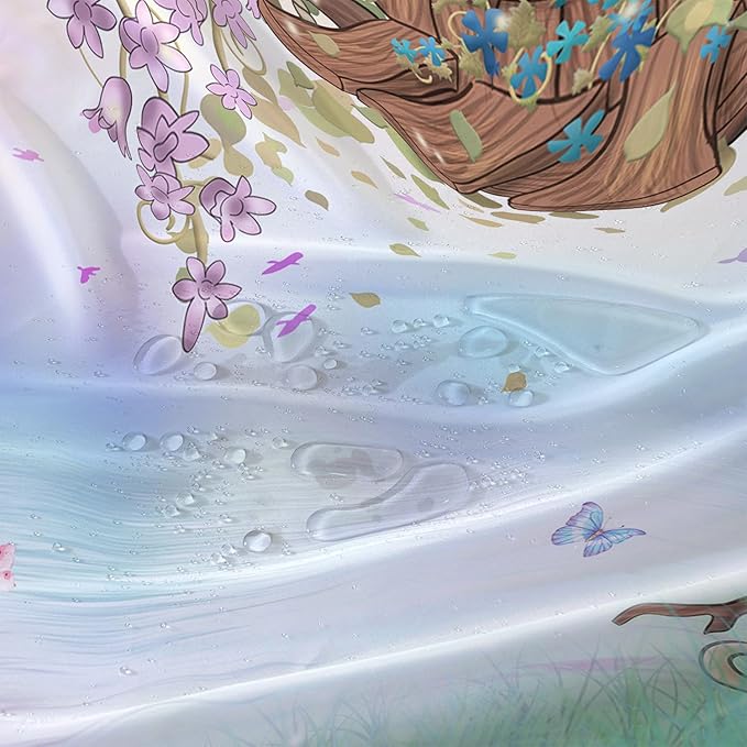 AILONEN Yellow Tree Leaves Shower Curtain,Botanical Floral Plants Vine Shower Curtain,Butterfly Floral Shower Curtain for Bathroom Decor Polyester Waterproof with Grommets and Hooks 60" W*72" H