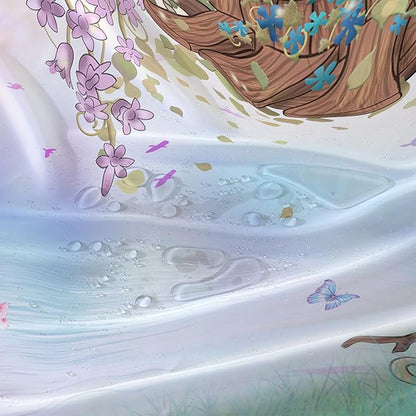 AILONEN Yellow Tree Leaves Shower Curtain,Botanical Floral Plants Vine Shower Curtain,Butterfly Floral Shower Curtain for Bathroom Decor Polyester Waterproof with Grommets and Hooks 72" W*72" H