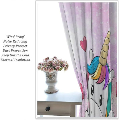 Kids Unicorn Curtains Kids Girls Boys Rainbow Unicorn Pattern Blackout Curtains Bedroom Curtains 55x63 Inches 2 Panels