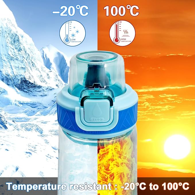 Air Water Bottle, (24oz) Air Water Bottle with Flavor Pods, Leak Proof Scented Water Bottle with Large Portable Handle, 0 Suger No BPA for Gym, Outdoors, Schools (Blue Tilted Head)