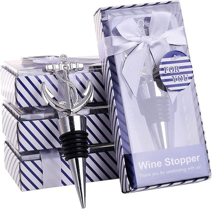 24PCS Wedding Favors Wine Bottle Stopper Silver Wine Nautical Stopper Favors Bridal Shower Party Favors Gifts for Guest Baby Shower Christmas Party Supplies(24,Anchor Stopper)