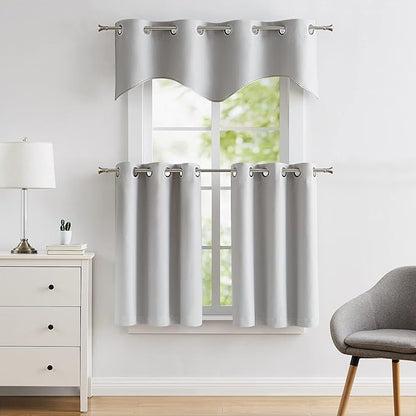 LinenZone Pair of 2 30 inch Wide x 36 Long Kitchen Tiers in Light Gray Color. Ideal for Any Kitchen, Bathroom or Dining Room.(Nicole 30 x 36, Grey)