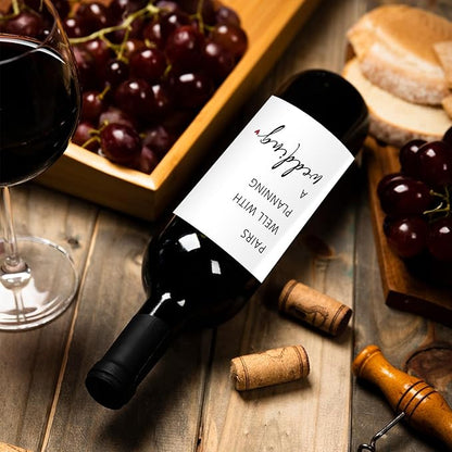 24 Pcs Funny Engagement Wine Label Pairs Well With Planning a Wedding Wine Bottle Stickers Engagement Gift Wine Bottle Labels Engagement Gift for Couples Newly Her Him