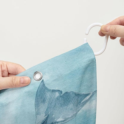 AILONEN Seahorse Shower Curtain for Bathroom,Watercolor Seahorse Bath Curtain,Blue Ocean Animal Whale Coral Fish Shower Curtain Waterproof with 12 Plastic Hooks, 72" W*84" H